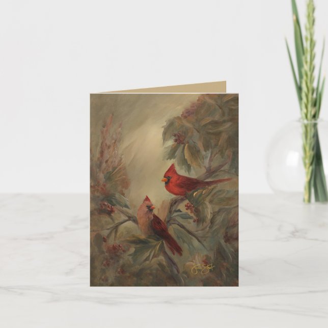 Cardinal Holiday Greeting by Jason Street  Card (Front)