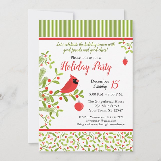 Cardinal Holiday Party Invitation (Front)