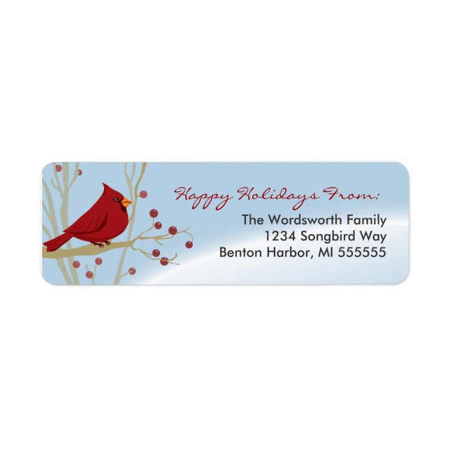 Cardinal Holiday Return Address Labels (Front)