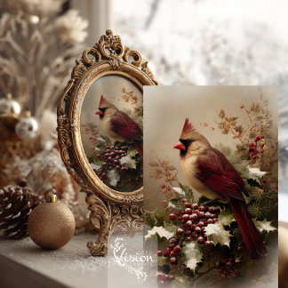 Cardinal Holly Berries Christmas Tissue Paper