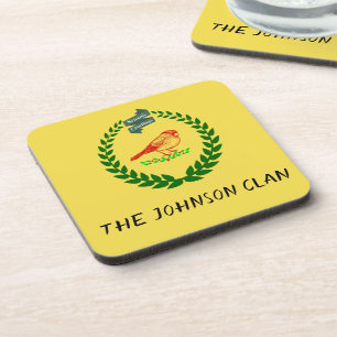 Cardinal Holly Wreath Clan Crest Coaster