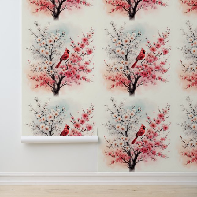 Cardinal in a Cherry Blossom Tree Wallpaper (Application)