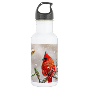 Cardinal in a pine tree in winter 532 ml water bottle