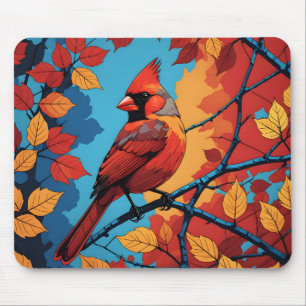 Cardinal in Autumn Mouse Mat