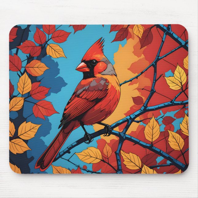 Cardinal in Autumn Mouse Mat (Front)