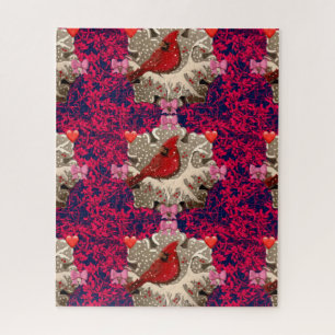Cardinal in Silver Snowflake Jigsaw Puzzle