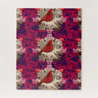 Cardinal in Silver Snowflake Jigsaw Puzzle