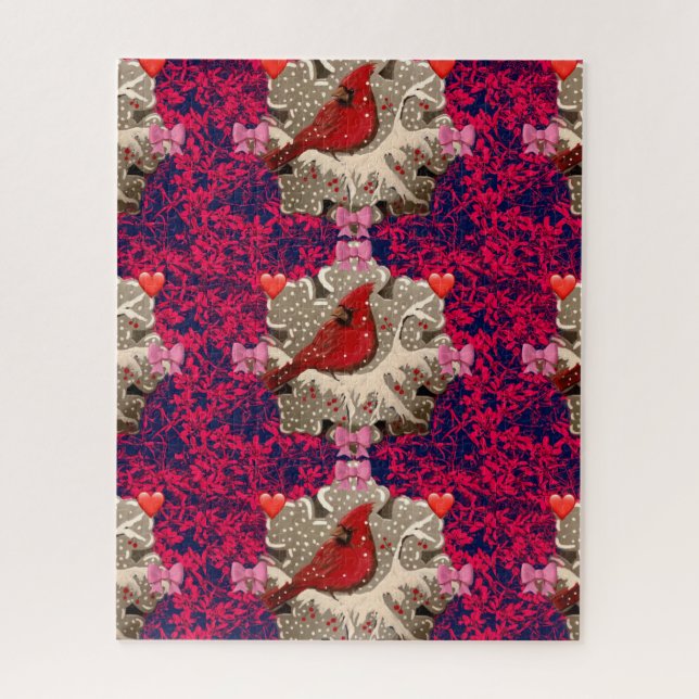 Cardinal in Silver Snowflake Jigsaw Puzzle (Vertical)