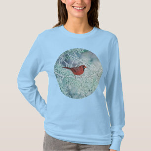 Cardinal in Snow Winter Holiday Long Sleeve Shirt