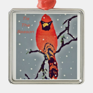 Cardinal In Snowfall Metal Tree Decoration
