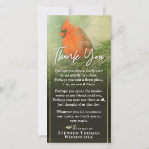 Cardinal in Spruce 4x8  Sympathy Thank You Poem Card
