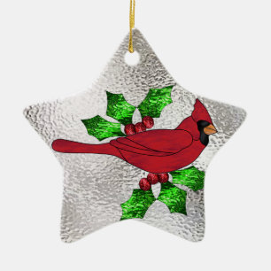 Cardinal in Stained Glass Ceramic Tree Decoration