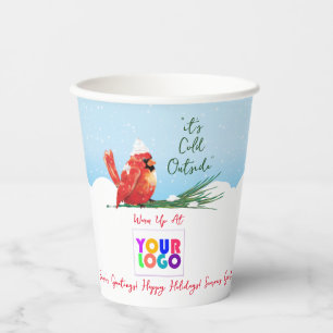 Cardinal in The Snow Business Logo Coffee Paper Cups