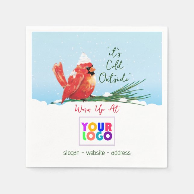 Cardinal in The Snow Business Logo Napkin (Front)