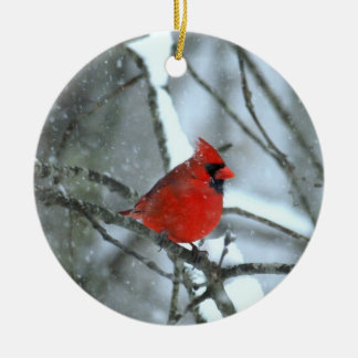 Cardinal In The Snow Ceramic Tree Decoration