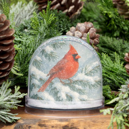 Cardinal in the Snow Christmas Snowglobe