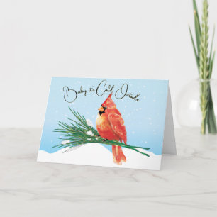 Cardinal in the Snow Lonely Christmas Card