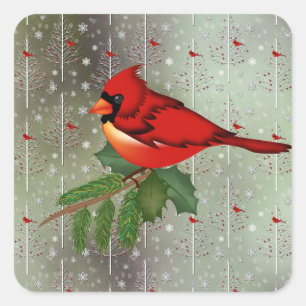 Cardinal in the Snow Square Sticker
