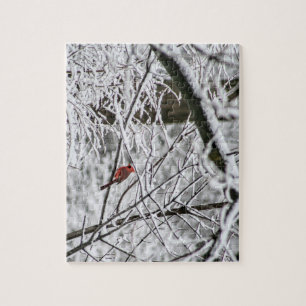 Cardinal in the Snowy Trees Jigsaw Puzzle