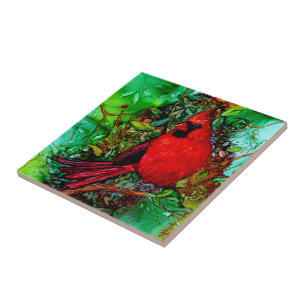 Cardinal In the Tree Tile
