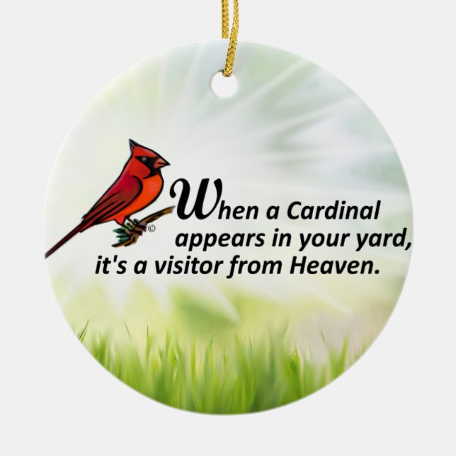 Cardinal in Your Yard Ceramic Tree Decoration (Front)