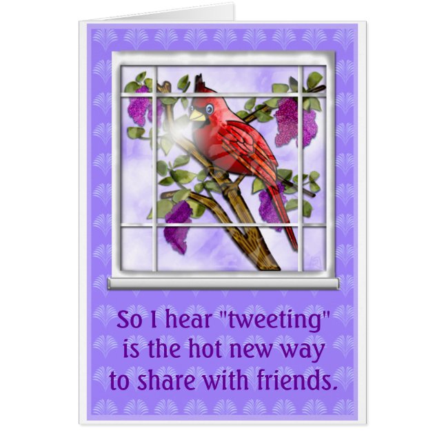 Cardinal & Lilacs (tweet card) (Front)