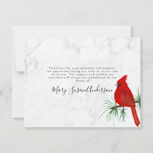 Cardinal Marble Funeral Memorial Thank You Note Card