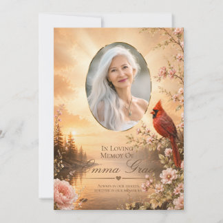 Cardinal Memorial Funeral Program for Her Invitation