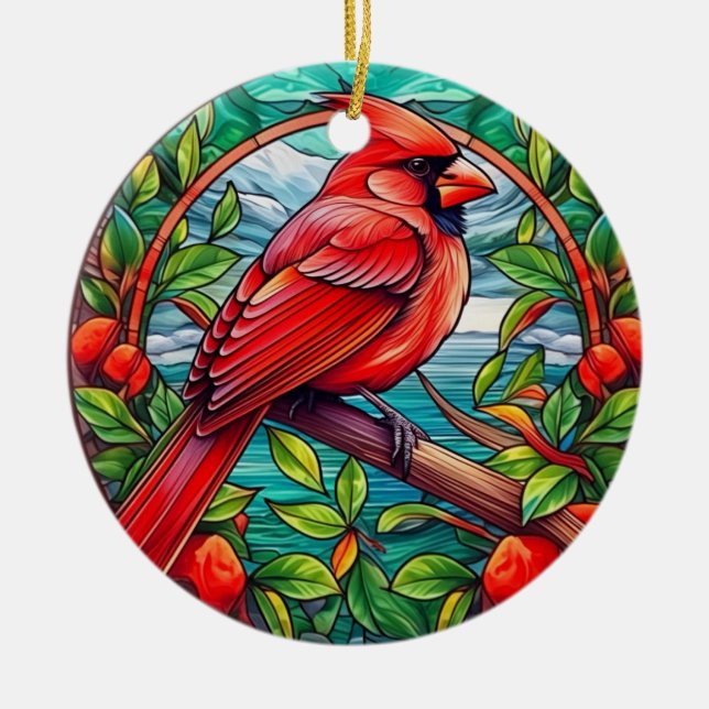 Cardinal Memorial Personalised Christmas Ornament (Front)