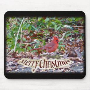 Cardinal Merry Christmas Items Mouse Mat