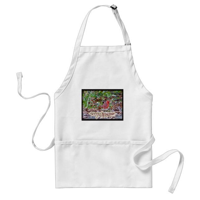 Cardinal Merry Christmas Items Standard Apron (Front)