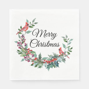 Cardinal Merry Christmas Napkin
