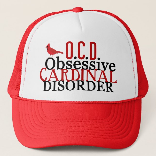 Cardinal Obsessed Funny Trucker Hat (Front)