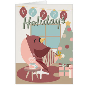 Cardinal of Resistance Happy Holidays Beige Pastel