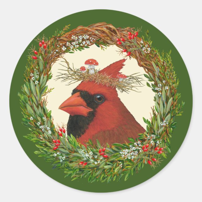 Cardinal of the Woods holiday stickers (Front)