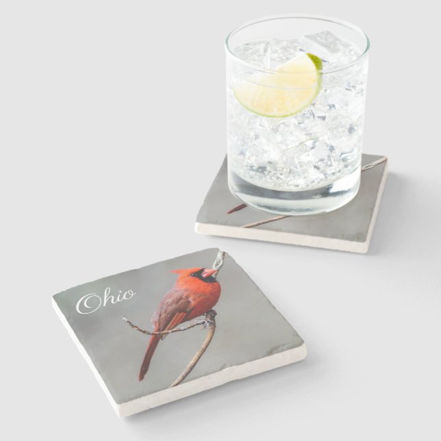 Cardinal Ohio Stone Coaster (Side)