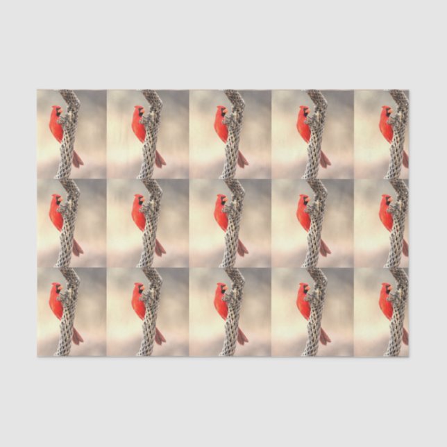 Cardinal on a Cholla Tissue Paper (Front)