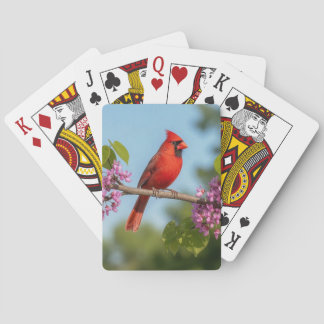 Cardinal on a Redbud Branch Playing Cards