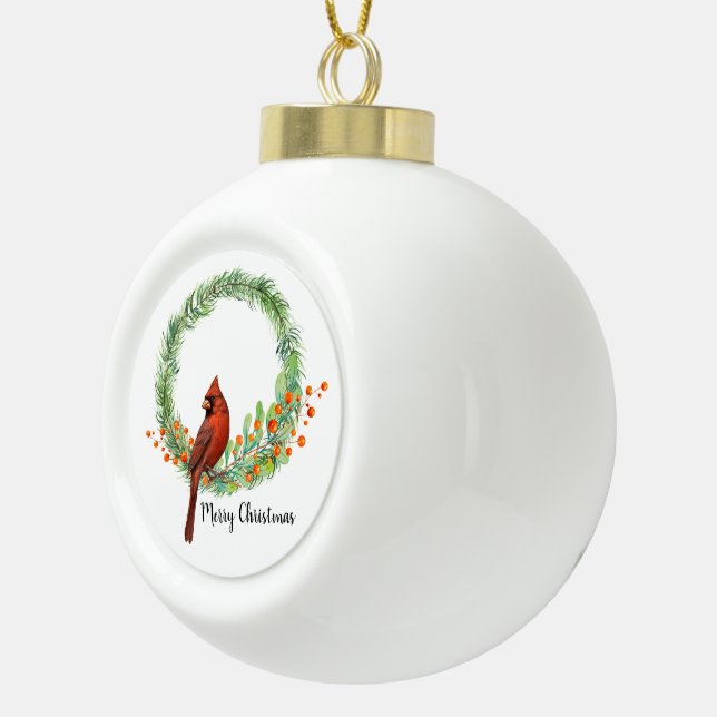 Cardinal On A Wreath Snowflake Framed Ornament (Right)