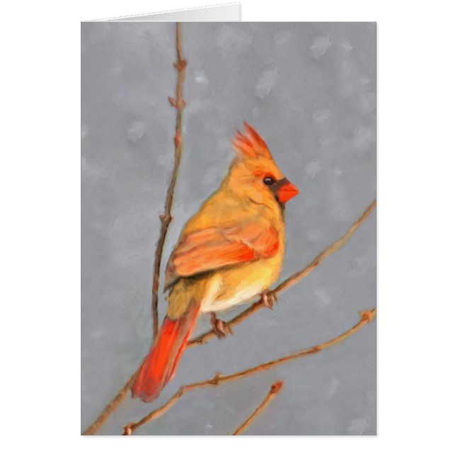 Cardinal on Branch Painting - Original Bird Art (Front)