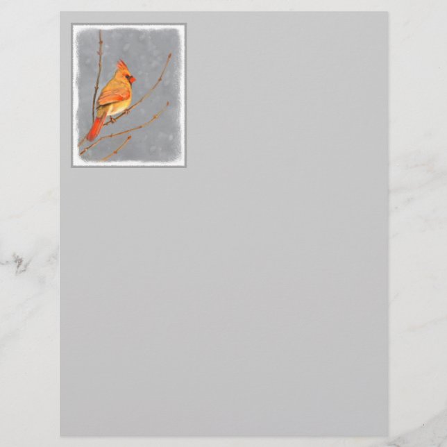 Cardinal on Branch Painting - Original Bird Art (Front)