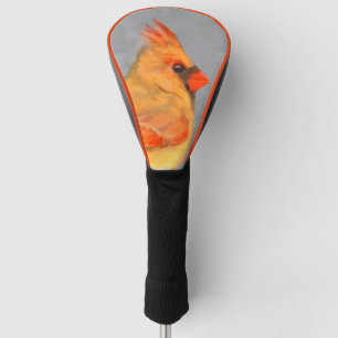 Cardinal on Branch Painting - Original Bird Art Golf Head Cover