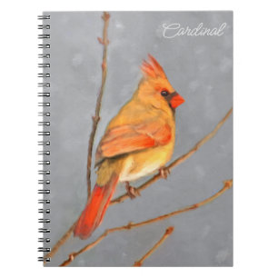Cardinal on Branch Painting - Original Bird Art Notebook