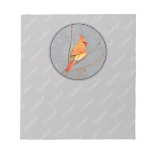 Cardinal on Branch Painting - Original Bird Art Notepad