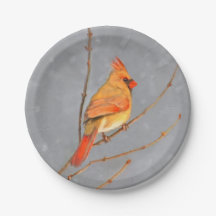 Cardinal on Branch Painting - Original Bird Art