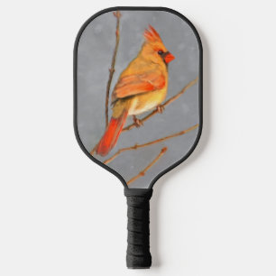 Cardinal on Branch Painting - Original Bird Art Pickleball Paddle