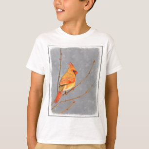 Cardinal on Branch Painting - Original Bird Art T-Shirt