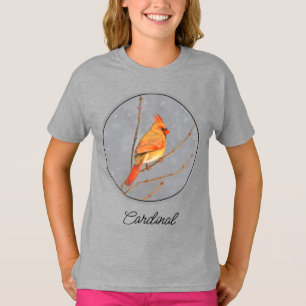 Cardinal on Branch Painting - Original Bird Art T- T-Shirt