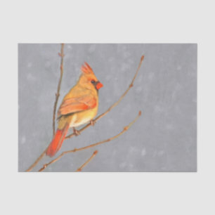 Cardinal on Branch Painting - Original Bird Art Tissue Paper