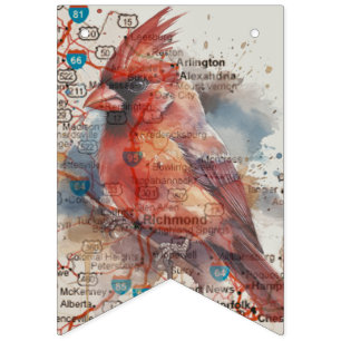 Cardinal on Virginia Road Map Bunting
